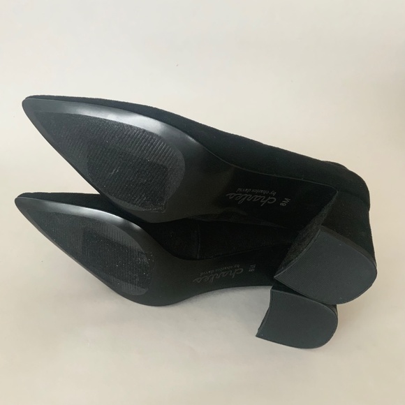 Charles David Arya Black Pump Block heel pointed toe Classic Dress Shoes Heels 8 - Picture 6 of 7